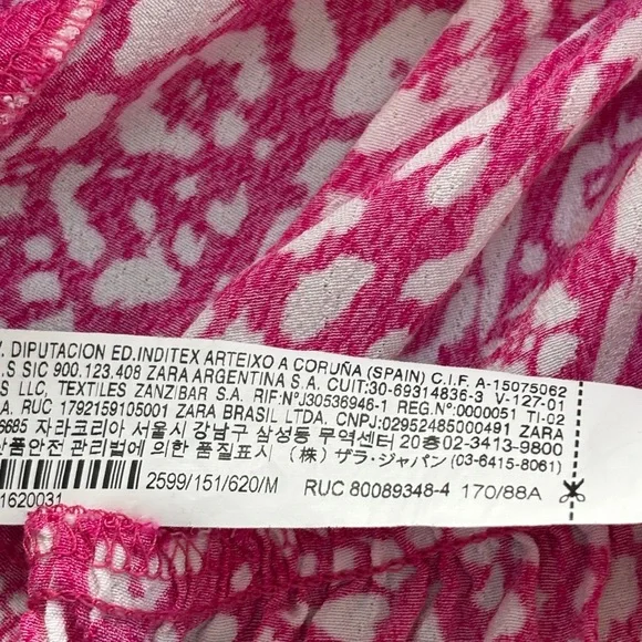 Zara Pink Leopard Print Cut Out Puff Sleeve Mini Dress M - Picture 6 of 14